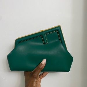 Green evening clutch bag